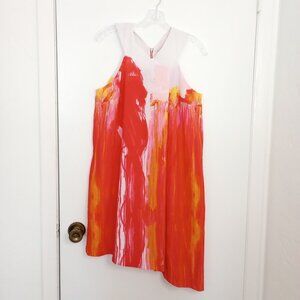 Rachel Roy Red Watercolor Asymmetrical Dress